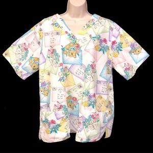 Bunny Kitty Cat Bear Animal Sz XL Scrub Shirt